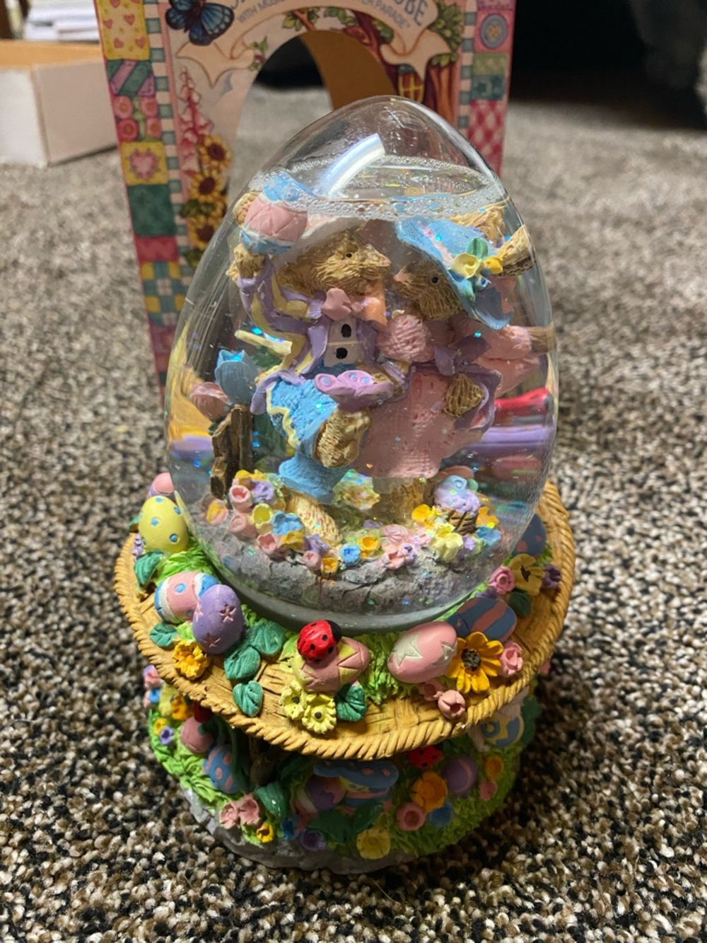 Vintage Spring Water Glitter Musical Easter Globe